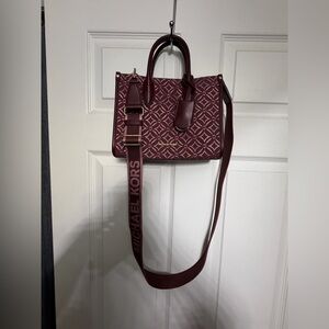 Michael Kors Maroon Satchel with Pattern